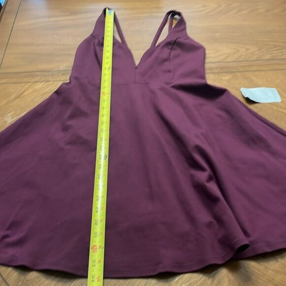 NWT lulus burgundy fit and flare mini deep v neck skater dress medium - Picture 8 of 14